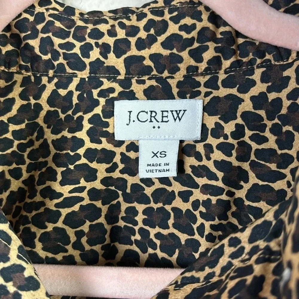 J. Crew Button down Poplin Shirt - Leopard / Cheetah/ Animal Print size XS